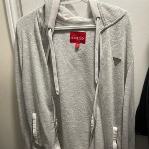 Guess Casual Zip Up Shirt Grey Size Medium